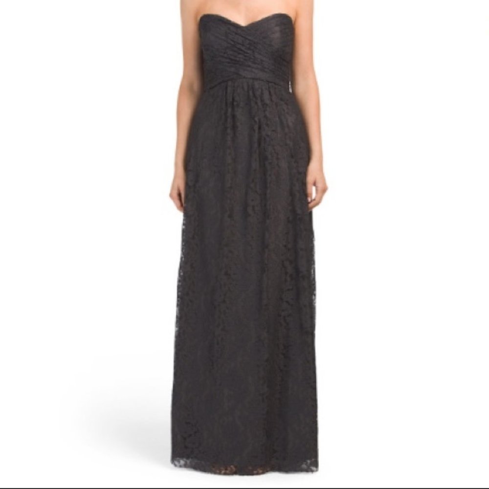 Amsale Pewter Gray Lace Bridesmaid Gown (NWT)